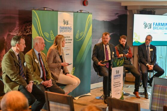 The P&J Farming Breakfast speakers and panel, from
left, John Angus (ANM Group), Tom Stewart (Galbraith),
Katrina Macarthur (P&J Farming Editor), Grierson
Dunlop (Turcan Connell), Martin Rennie (Galbraith), Paul Macaulay (Turcan Connell). Picture by Kenny Elrick. Image: Kenny Elrick/DC Thomson