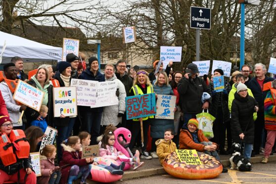 Campaigners fighting the closure of Bucksburn swimming pool. Image: Kenny Elrick/DC Thomson