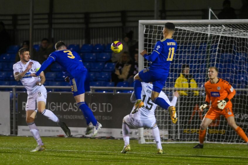 Jason Naismith (3) during his Cove Rangers debut against Ayr United. Image: Kenny Elrick/DC Thomson