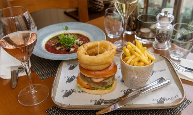 The Schoolhil Burger and the beetroot risotto from Clachan Grill in Ballater. Image: Kath Flannery/DC Thomson