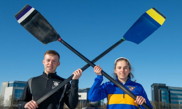 Aberdeen Boat Race presidents: RGU's Michael Troy and Aberdeen University's Kirstin McCallum. Image: Kami Thomson/DC Thomson