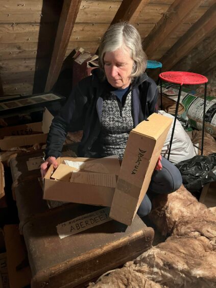Louise Fyfe discovering a box of stories surrounding Bram Stoker's Dracula and its Aberdeenshire setting, written by her great-grandfather in her loft. 