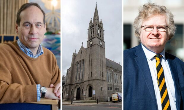 Aberdeen councillors Martin Greig and Ian Yuill - the council co-leader - have been accused of "sneaking" money to a charity they are involved with, which is working to buy the Holburn West Church. But both said their actions were backed by council legal chiefs. Image: Michael McCosh/DC Thomson.