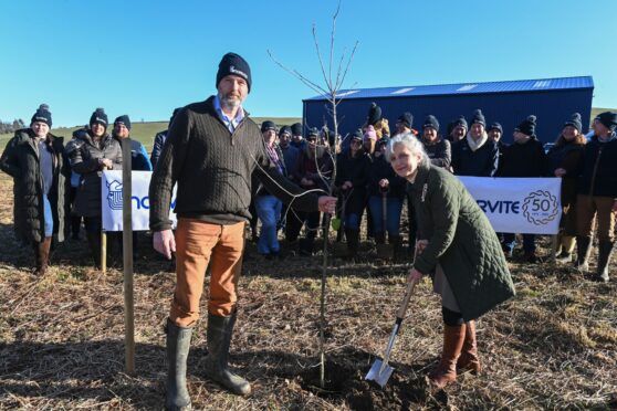 Edward Smith of Norvite and Lady Aberdeen plant a tree. Image: Paul Glendelll/DC Thomson