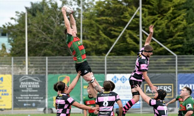 Sean Blair, winning this line-out for Highland, is set for a weekend return against Dundee. Image: Sandy McCook/DC Thomson