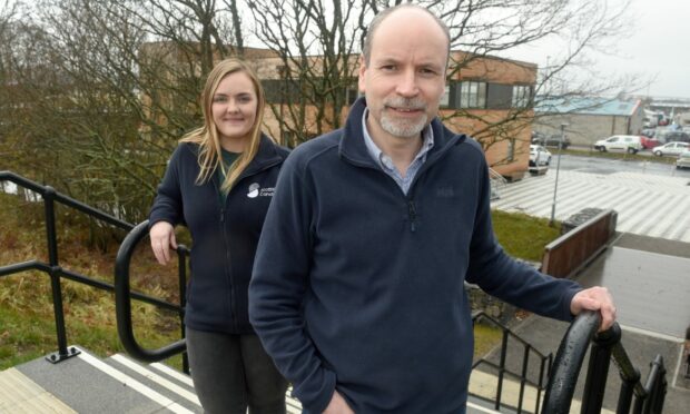 Scottish Canals' interim CEO Richard Millar with volunteer coordinator Rebekah Stevenson outside the Treehouse, Image
Sandy McCook/DC Thomson