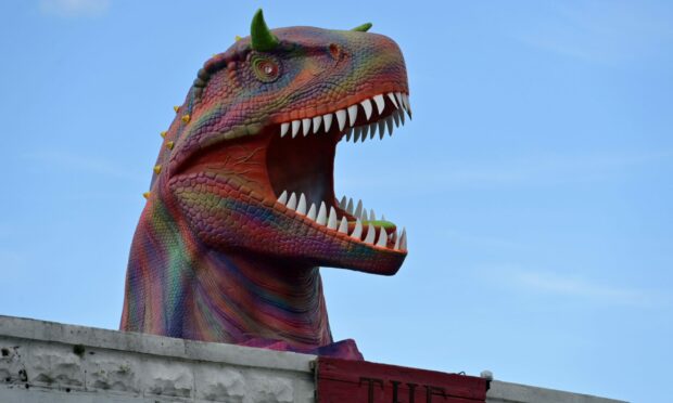 The Cullen dinosaur has been turning heads ever since it was installed, with some saying it's "tacky" while others describe it as "fun". Image: Sandy McCook / DC Thomson.