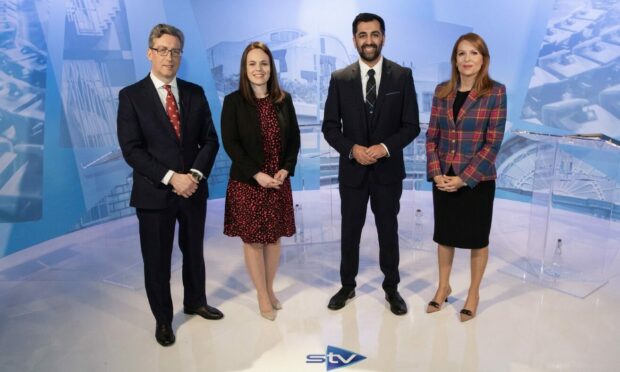 The three SNP candidates appeared in a debate hosted by Colin Mackay on STV. Image: STV