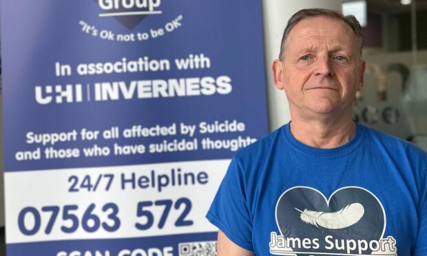 Patrick Mullery, whose son took his own life in 2017, visited UHI Inverness campus to announce a new partnership with his charity, James Support Group. Supplied by Lynne Bradshaw/UHI Inverness