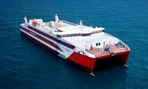 MV Alfred ferry, which is currently being repaired, cannot fir in Stornoway Port. Image: Pentland Ferries.