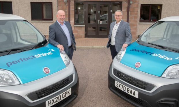 Left to right: Perfectshine commercial director Stewart Gardiner and managing director Steve Kennedy. Perfectshine has acquired Elite Exterior Cleaning. Image: Engage PR