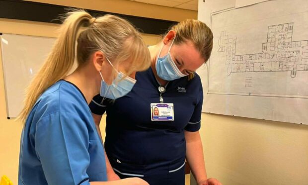 Senior charge midwife Rebecca Allan and colleague Dawn Bannister are among the first prescribing midwives in the north-east. Image: NHS Grampian