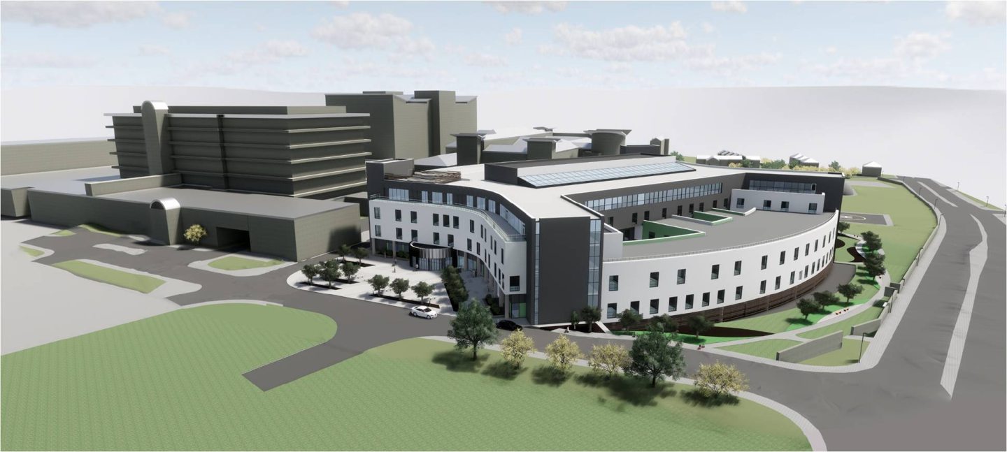 An artist's impression of the finished Baird and Anchor hospitals at Foresterhill. Image: NHS Grampian