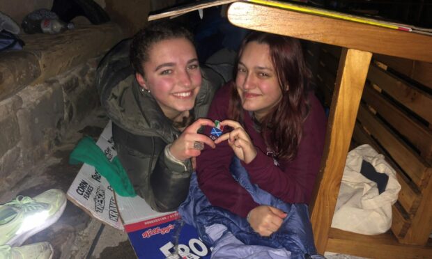 Students who took part in Gordonstoun School's Sleep Out for Shelter quickly learned how difficult just one night out doors can be. Image: Gordonstoun School