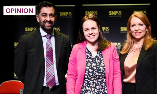 From left to right, SNP leadership candidates Humza Yousaf, Kate Forbes and Ash Regan (Image: Andy Buchanan/PA)