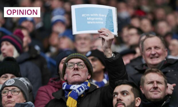 A Leicester City football fan shows support for Gary Lineker during a recent match (Image: Michael Zemanek/Shutterstock)