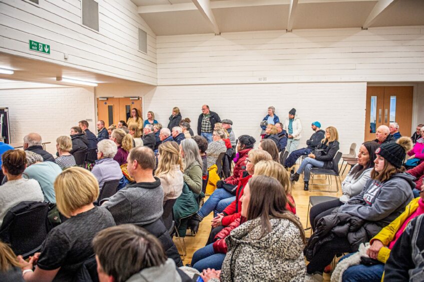 Bucksburn residents packed into the Beacon Centre in early March to demand the planned closure of their local swimming pool be cancelled. Image: Wullie Marr/DC Thomson.