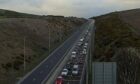 Tailbacks on the A92 near Stonehaven. Image: Traffic Scotland.