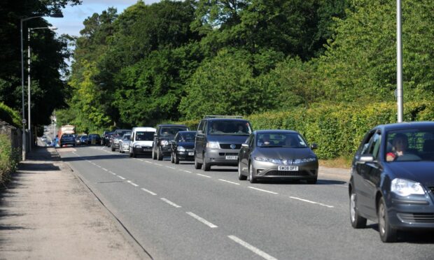The A93 North Deeside Road on the approach to Culter. The council is now considering the potential for bus lanes along the A93 route in order to improve public transport as a travel option. Image: Kath Flannery.