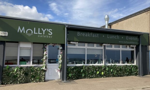 Molly's Cafe Bar in Stonehaven is right beside the sea.