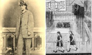 Competitive women walkers, or 'pedestriennes', of the Victorian era.