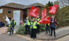 Unite the Union takes offshore strike action to Bilfinger's offices in Aberdeen. Image: Ryan Duff /DC Thomson