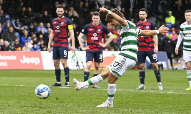 Jota scores from the spot for Celtic against Ross County. Image: Rob Casey/SNS Group