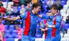 Inverness' Nathan Shaw (L) celebrates scoring to make it 2-0 with Jay Henderson. Image: SNS.