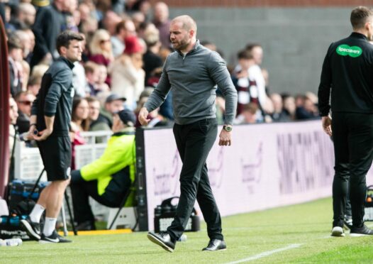 Ex-Hearts manager Robbie Neilson walks into the tunnel following Robert Snodgrass' red card against St Mirren. Image: SNS