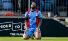 Austin Samuels takes it all in after scoring for Inverness against Dundee. Image: SNS