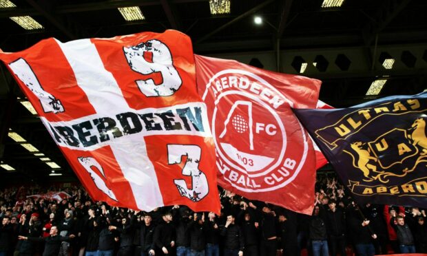 Aberdeen supporters during the Premiership clash with Rangers at Pittodrie. Image: SNS
