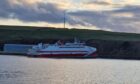 MV Pentalina, the Orkney ferry that was grounded due to reports of a fire onboard.