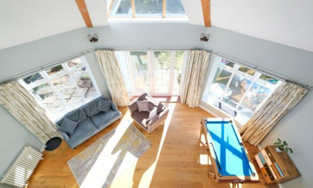 Bird's-eye view of lounge of house on Marnan Road in Torphins, Banchory.