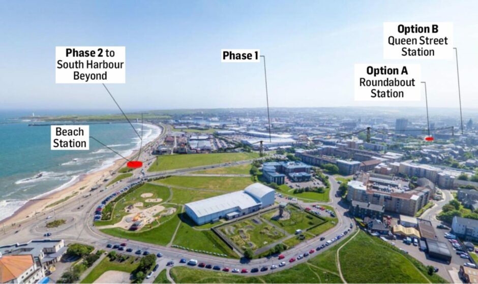 The Aberdeen cableway could be extended if the short pilot along the Beach Boulevard proved successful, it has been claimed. Image: Clarke Cooper/DC Thomson.