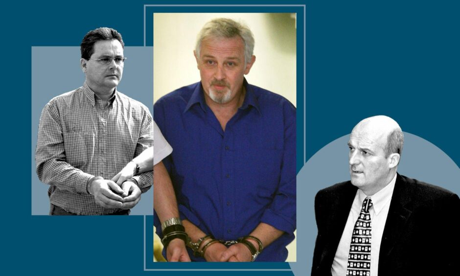 The three men charged in connection with Arlene Fraser's disappearance: L-R: Glenn Lucas, Nat Fraser and Hector Dick.