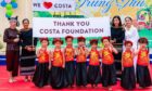 Nursery school children thank The Costa Foundation which has been building schools in coffee-growing areas.