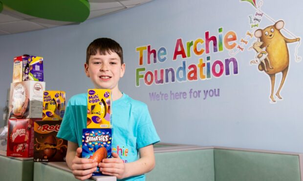 Alfie Douglas dropped off the eggs - which he bought with money raised through his baking - to the Royal Aberdeen Children's Hospital today. Image: Darrell Benns/DC Thomson