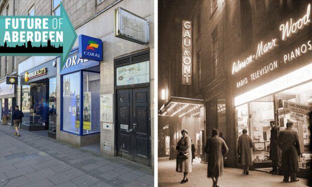 181 Union Street: Then and now. Plans to build flats in the upper floors of the former Gaumont Cinema on Union Street have taken a big stride forward. Image: DC Thomson.