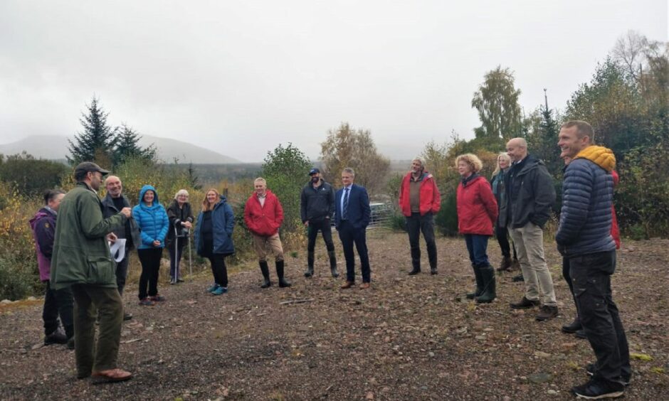 Community members visiting an Ardochy Forest site where the new houses and woodland crofts will go as part of the repopulation project in Glengarry.