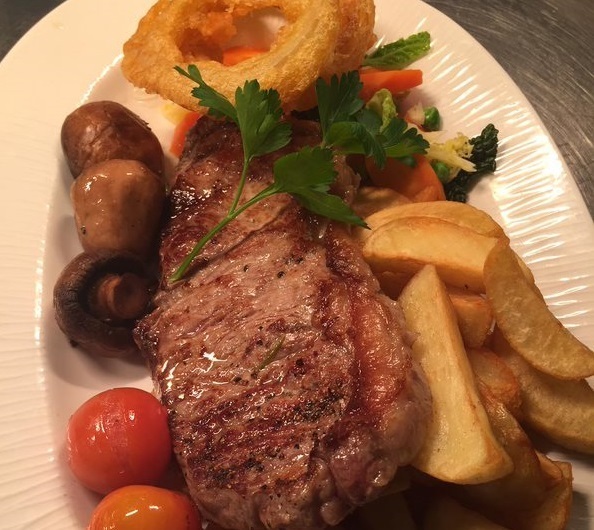 Steak and chips from Guidis in Lossiemouth