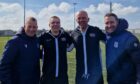 From left: Dundee academy director Stephen Wright, Thurso Football Academy's Alyn Gunn and Richie Campbell, and Dundee's under-18s coach Gregory Vignal.