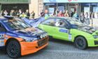 Rally cars from the Speyside Stages rally arrive in Elgin and line up along the High Street for scrutineering ahead of the event. Image: Jason Hedges/DC Thomson