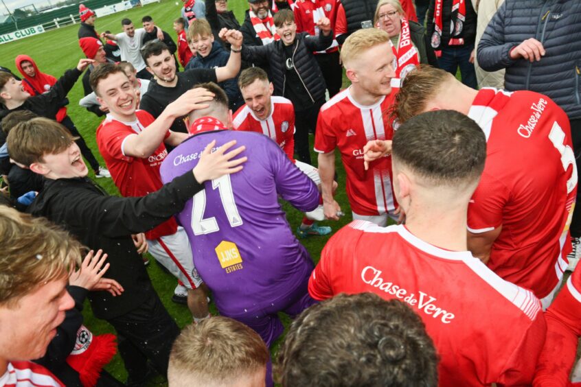 Brechin City celebrate winning the Breedon Highland League title last season. Image: Jason Hedges/DC Thomson.