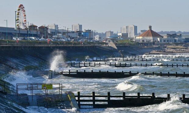 Erosion is putting the seawall at risk at Aberdeen beach. Image: Kenny Elrick/DC Thomson.