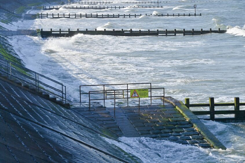 Closed stairs at Aberdeen beach - caused by erosion and the loss of sand.