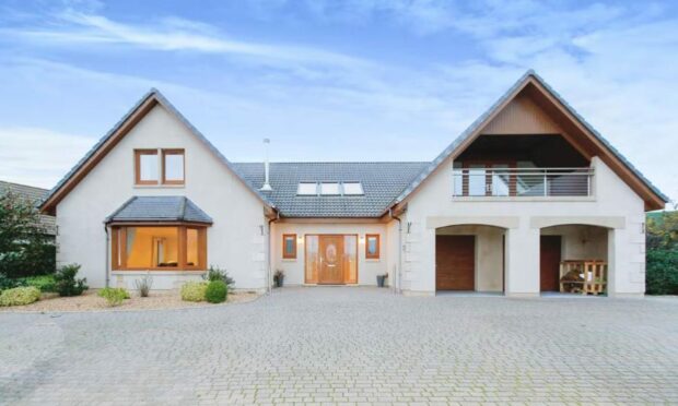 This four-bedroom detached house at Kinloss, Forres, makes a grand impression.