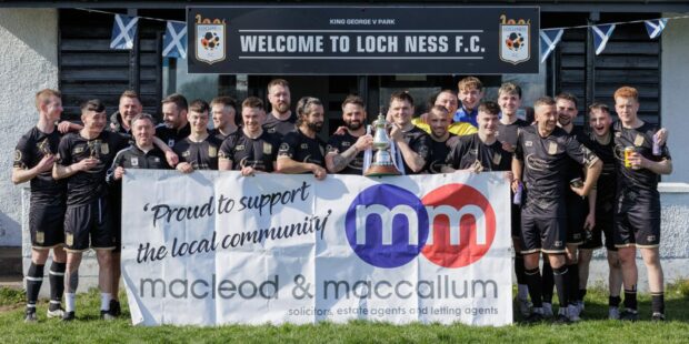 Loch Ness celebrate winning last season's North Caledonian League. Image: Loch Ness FC