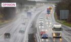 A miserable rainy day on the A90 between Aberdeen and Glasgow in February 2022. Preferable to taking a train? Image: Steve MacDougall / DCT Media