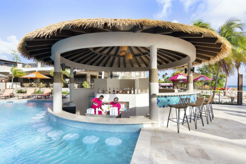 The O2 Beach Club and Spa adults-only swim-up bar.