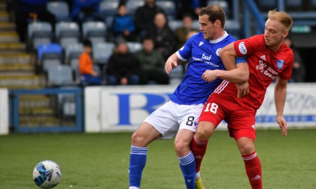 Peterhead player-coach Jordon Brown, right. Image: Duncan Brown.